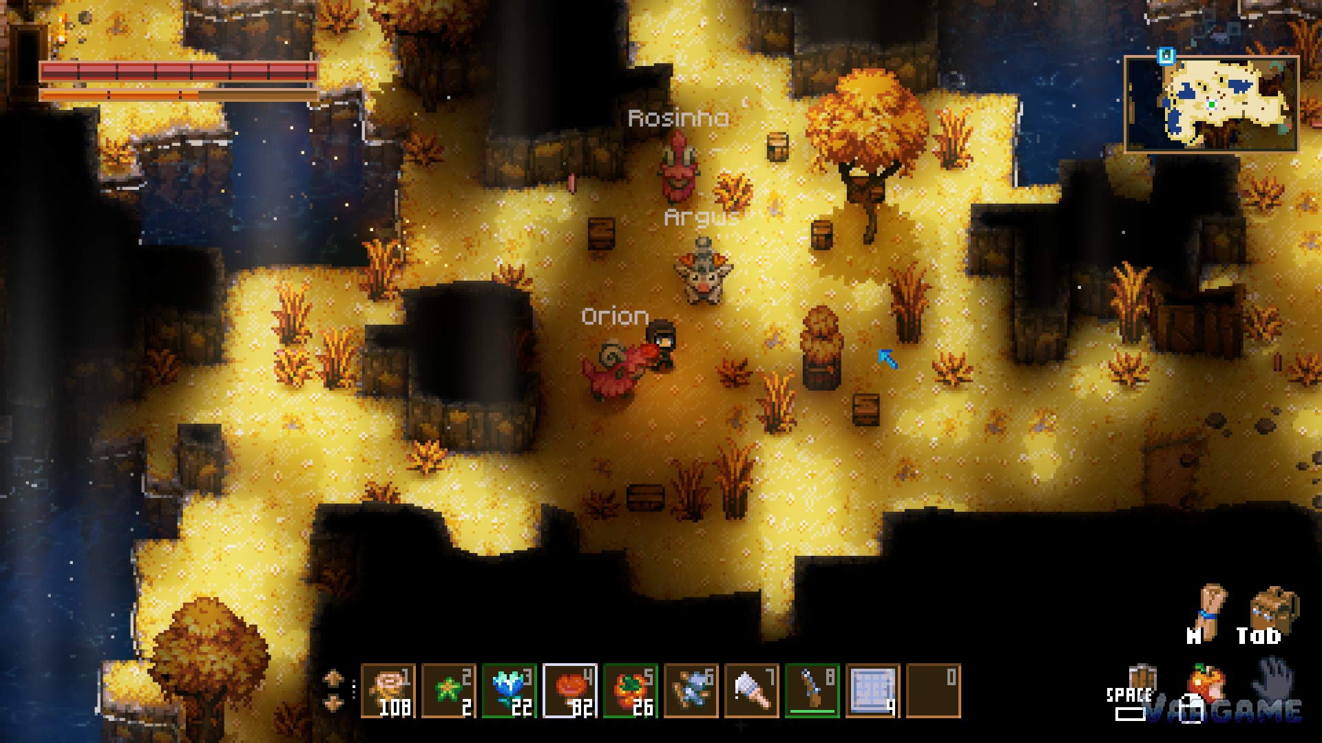 A three-player crew crossing the starting desert together