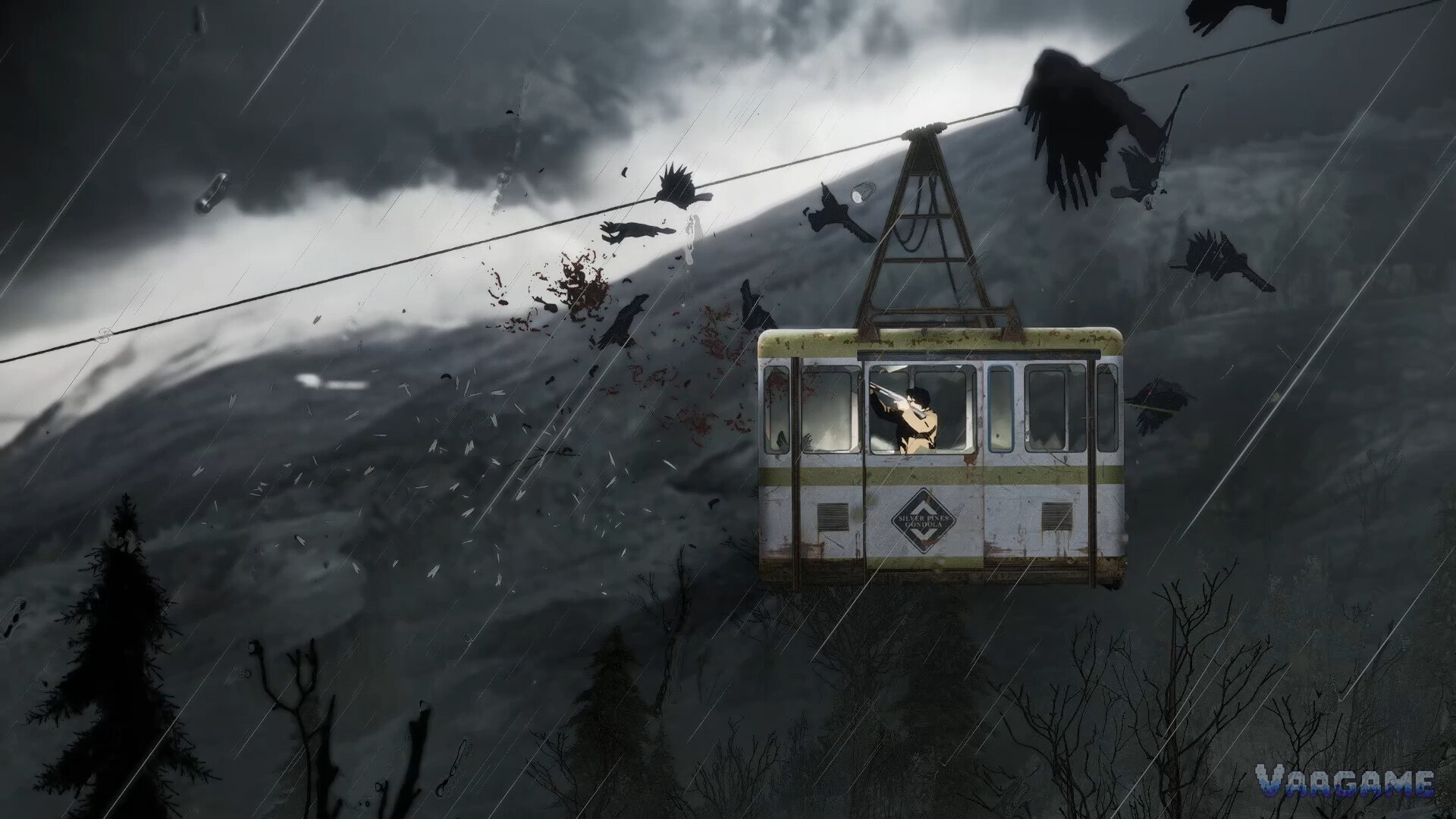 Riding the gondola through the storm