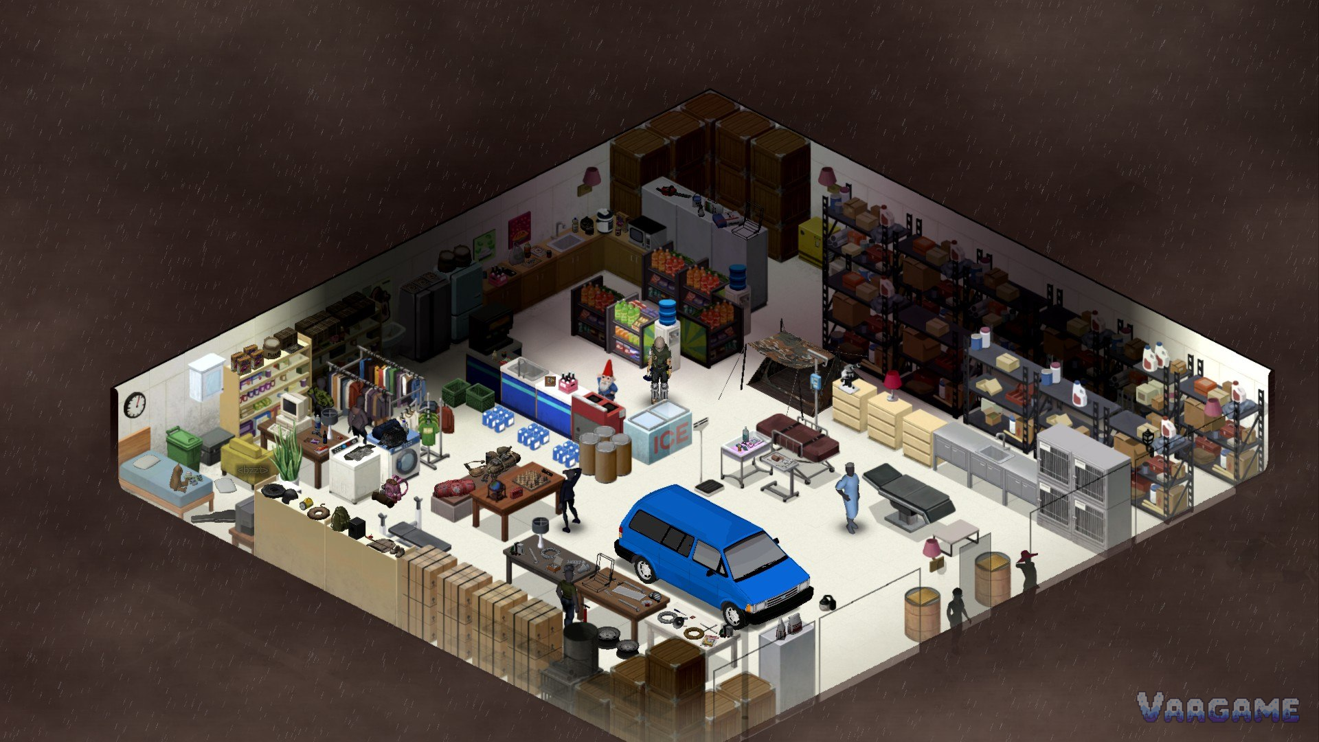 A stocked workshop base: where keepers get repaired and spares stay ready