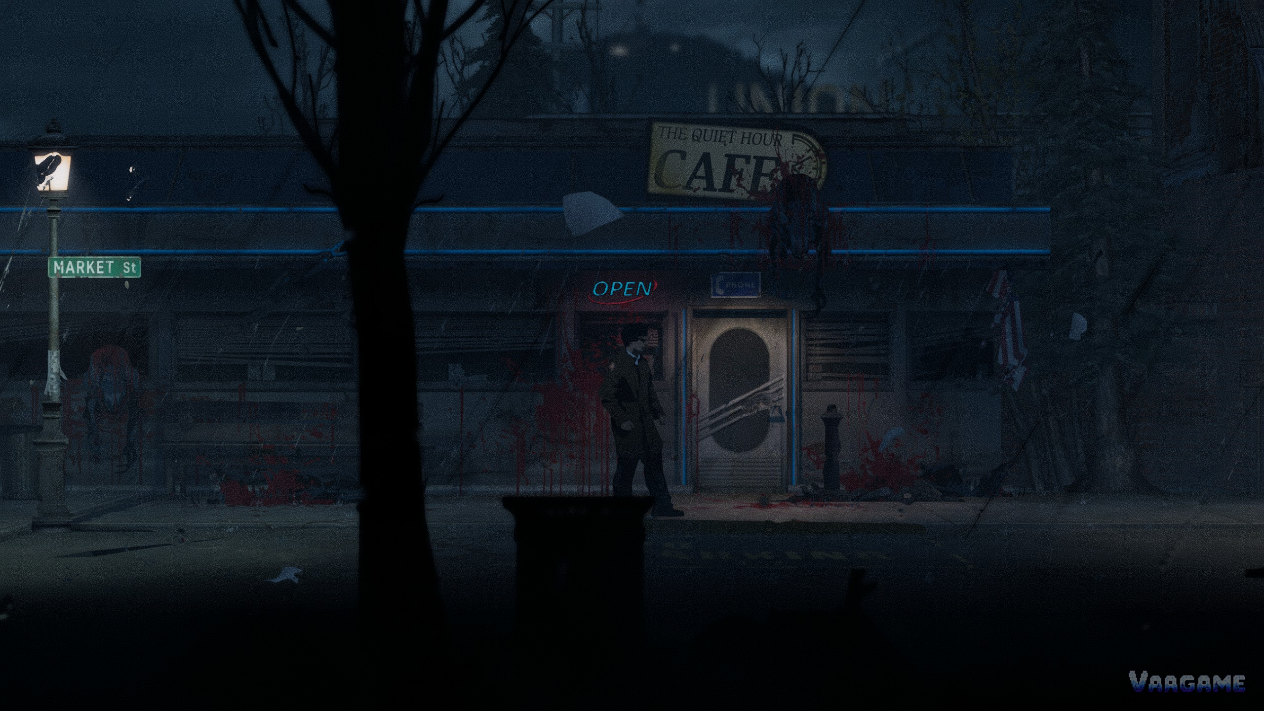 The Quiet Hours Cafe at night