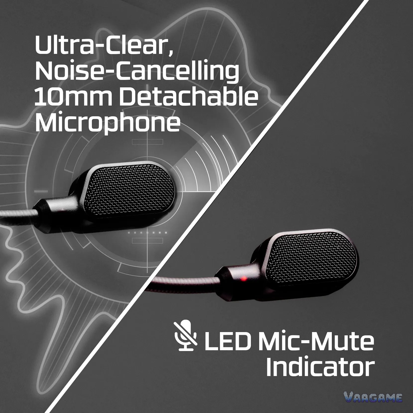 HyperX Cloud III 可拆卸 10mm 麦克风与 LED 静音指示灯特写