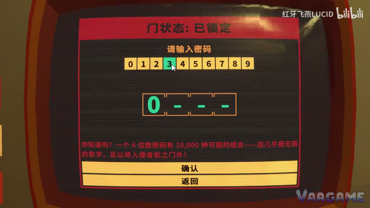 A locked RetroSpace keypad waiting for a four-digit code
