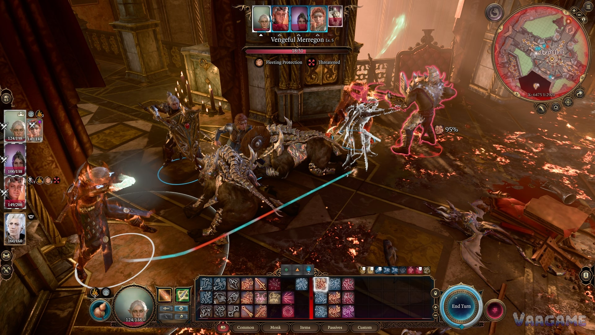 This Monk wins by leaving the square it just attacked from