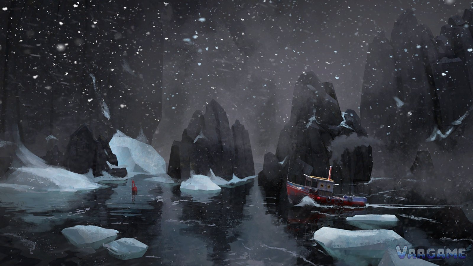 Aurora over icy Cauldron Island coast at night