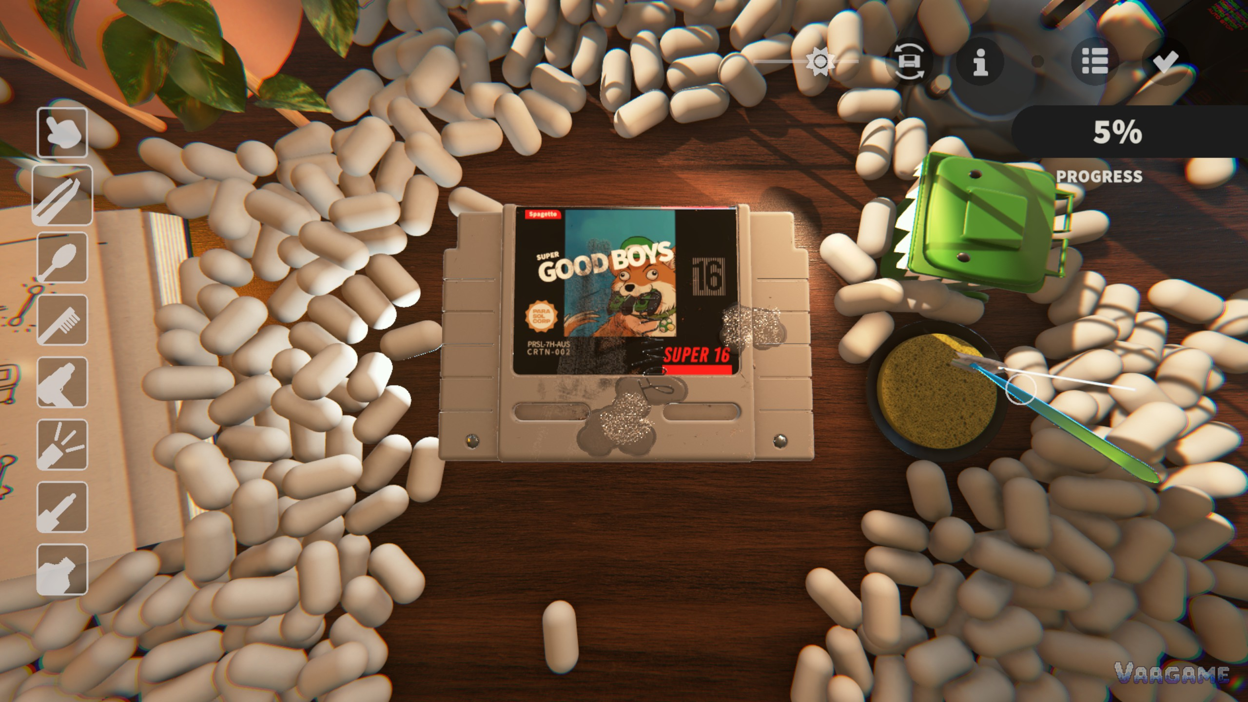 Five percent in: the first passes over a Super Good Boys cartridge with the green starter tool