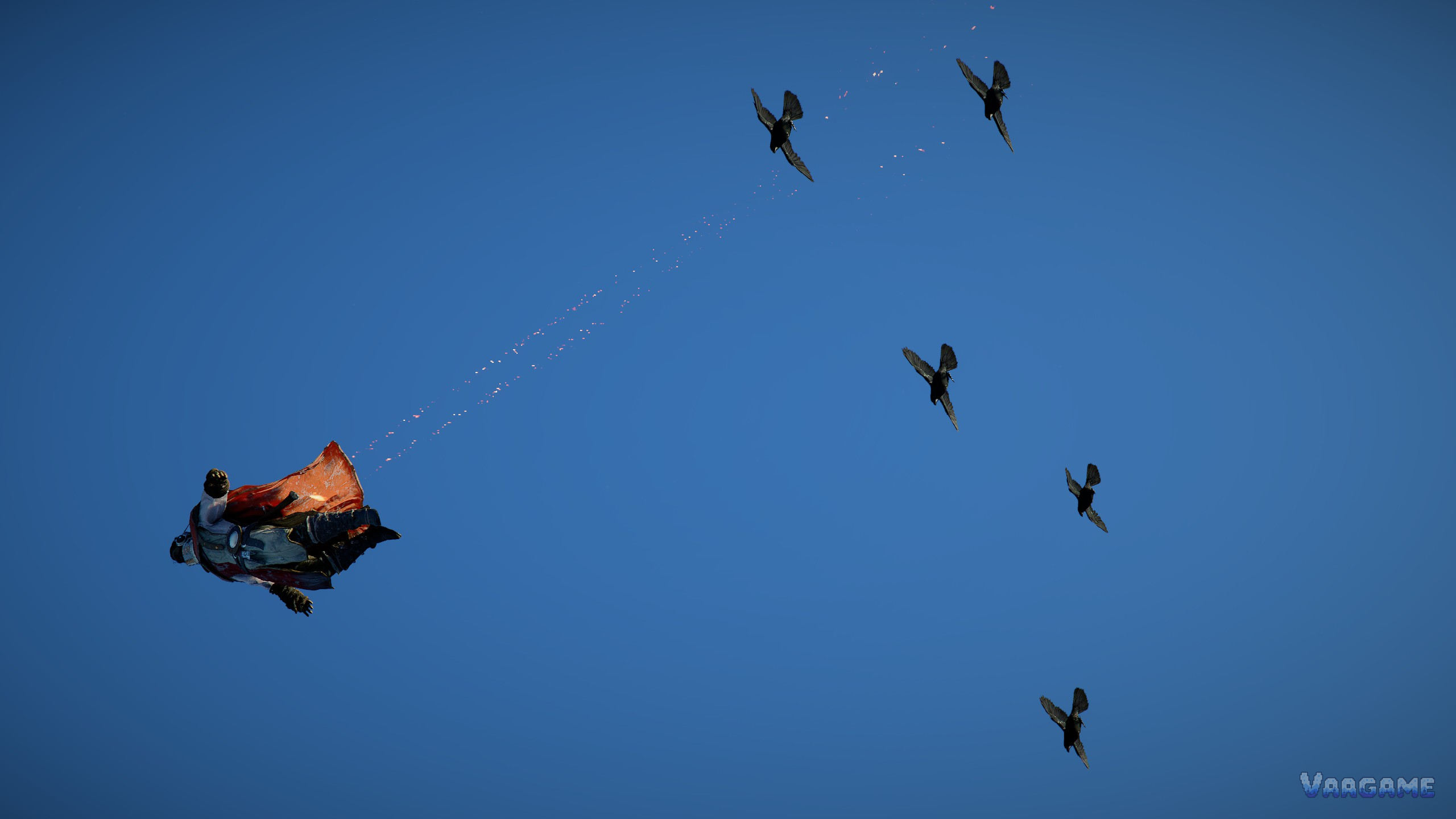 绯红沙漠角色空中滑翔画面