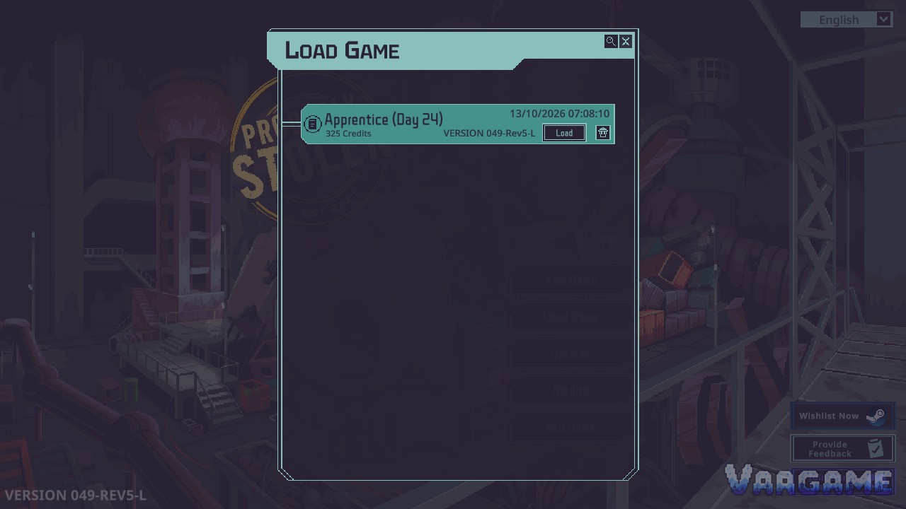 A demo save: an Apprentice run on day 24