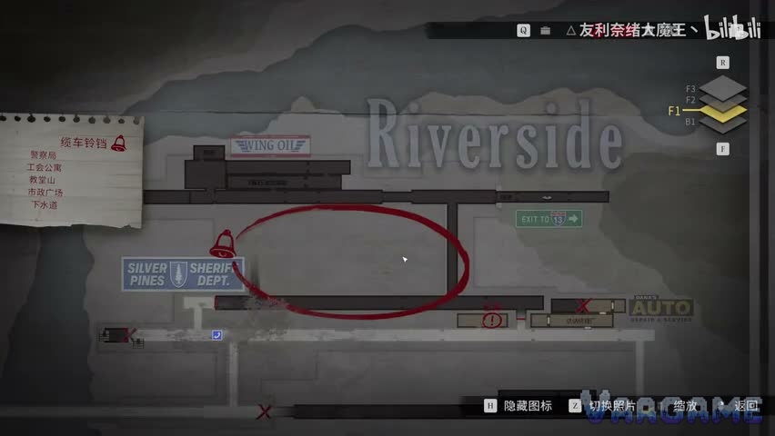 The Riverside map screen, with a sector circled in red