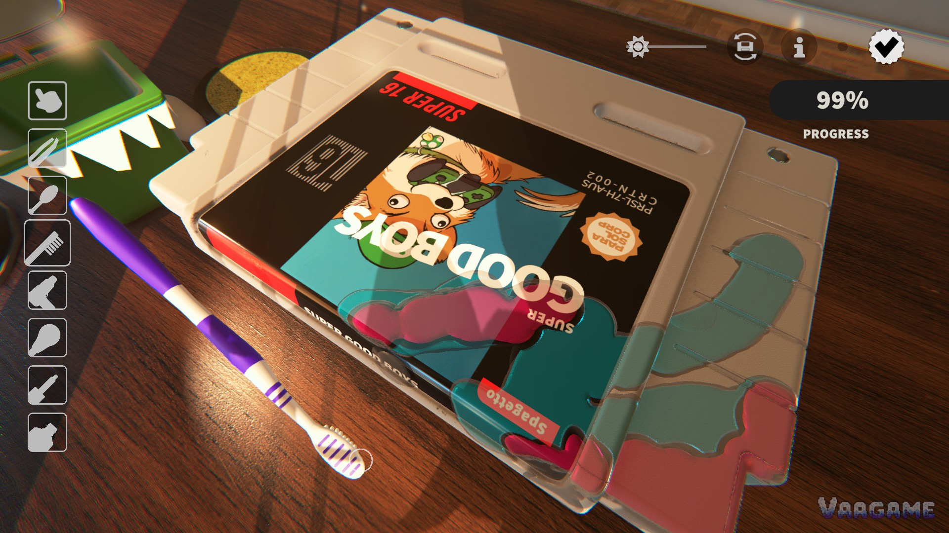 99 percent: a toothbrush, a nearly clean cartridge, and the final specks still to find