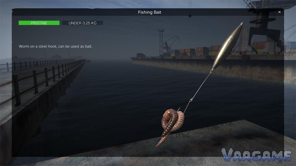 Fishing bait is now an attachment on the hook rather than a separate old-style crafting recipe.