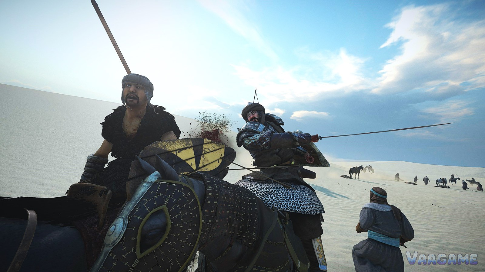 Riders crossing Bannerlord desert country