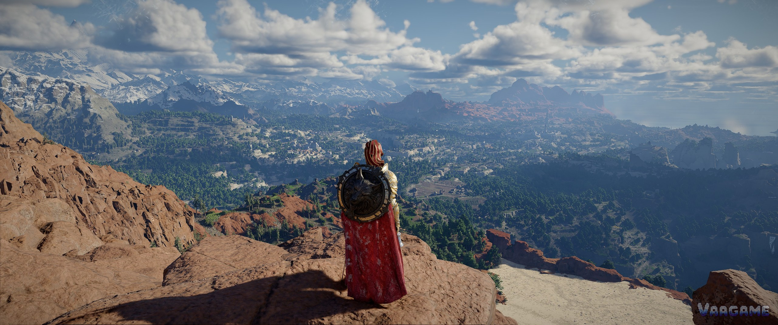 A lone figure above a wide valley: the main story moves chapter by chapter across country this size.