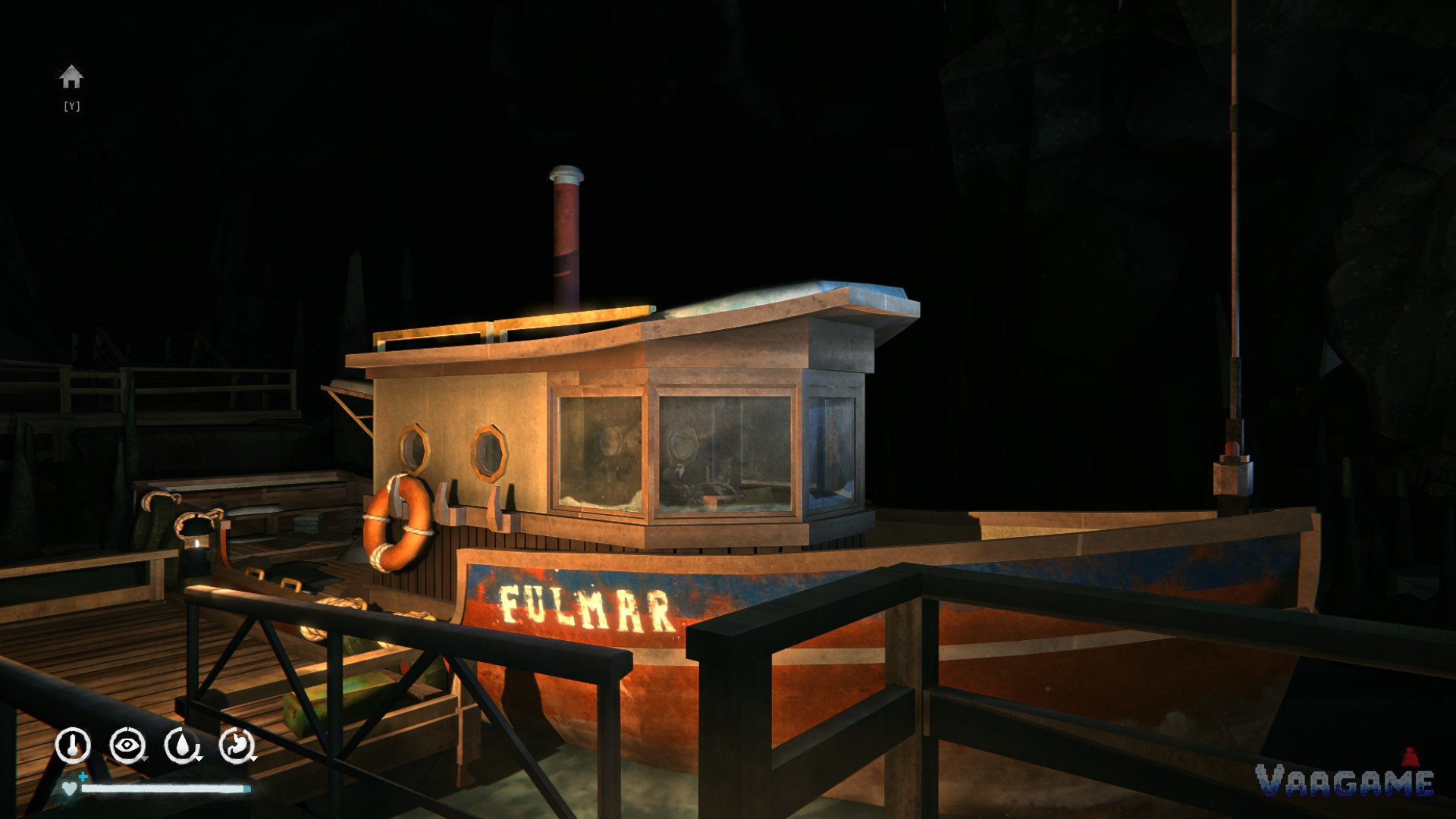 自动驾驶渡船 Fulmar 停靠码头，准备前往 Cauldron Island