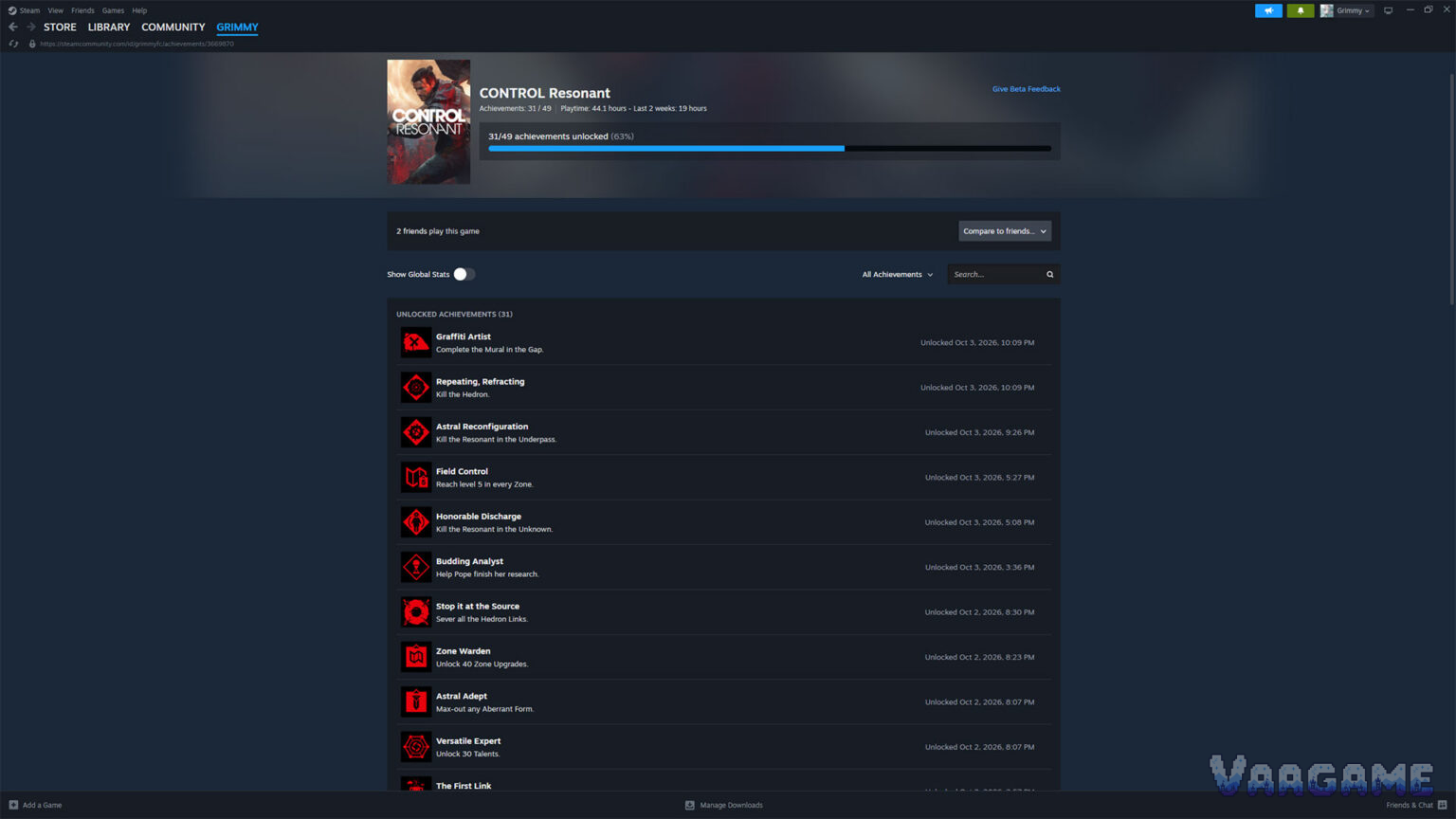 Steam Achievement Sets split a game into base game and DLC achievement groups