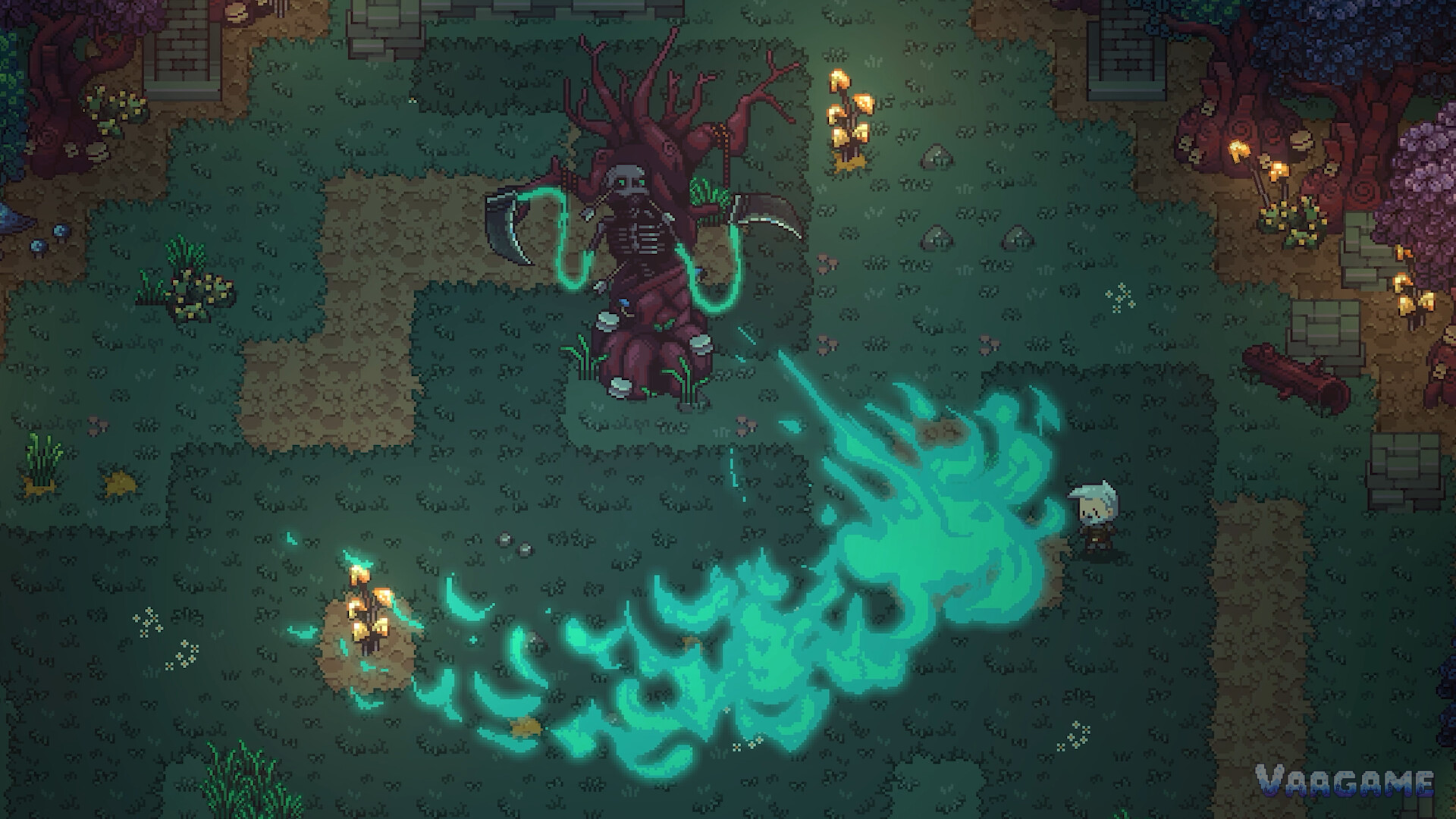 A scythe-wielding revenant in the official screenshots: boss design leans into the prison's horror