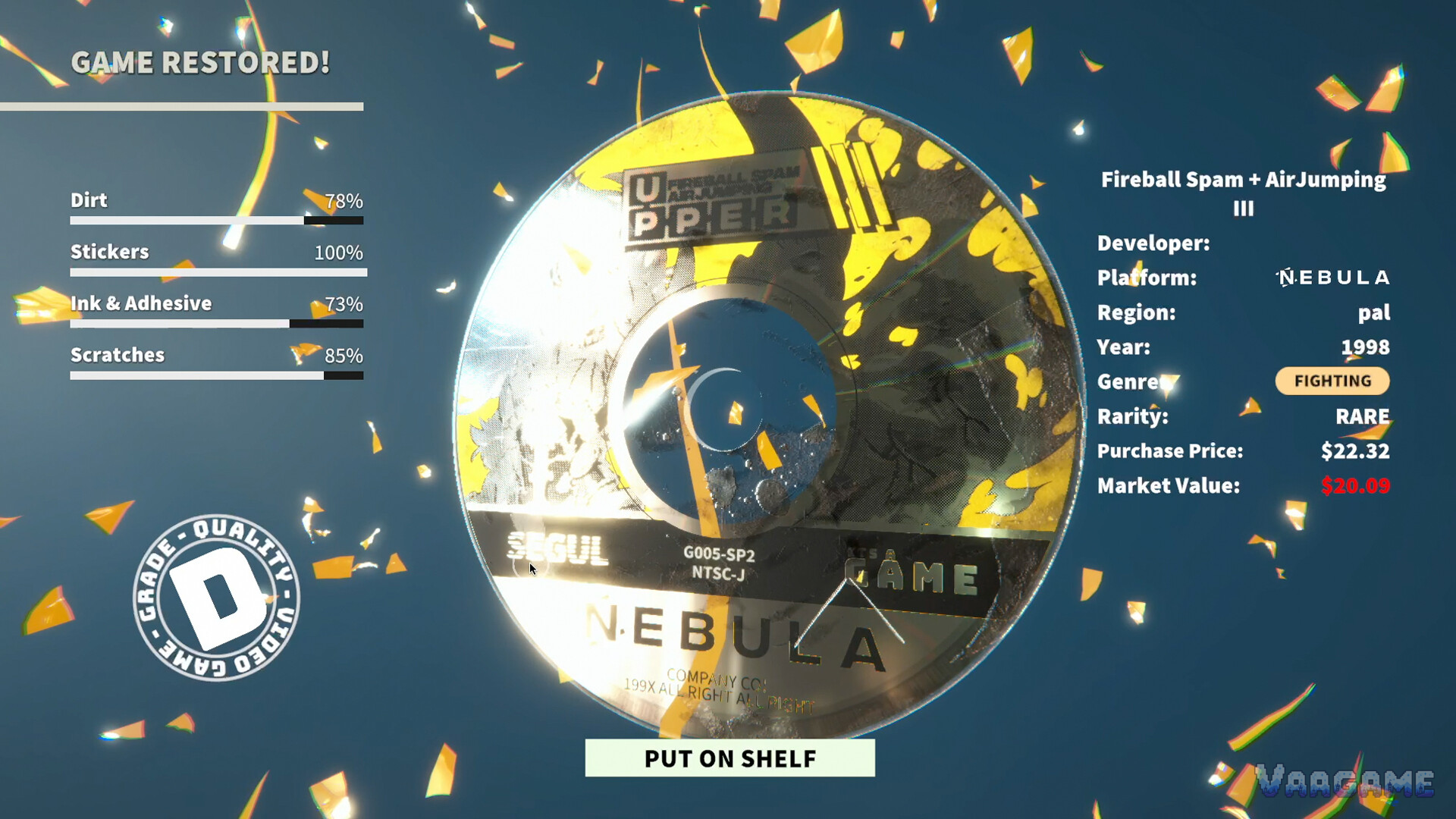 An official result screen with a D grade on a Nebula disc: the stamp is honest at every level