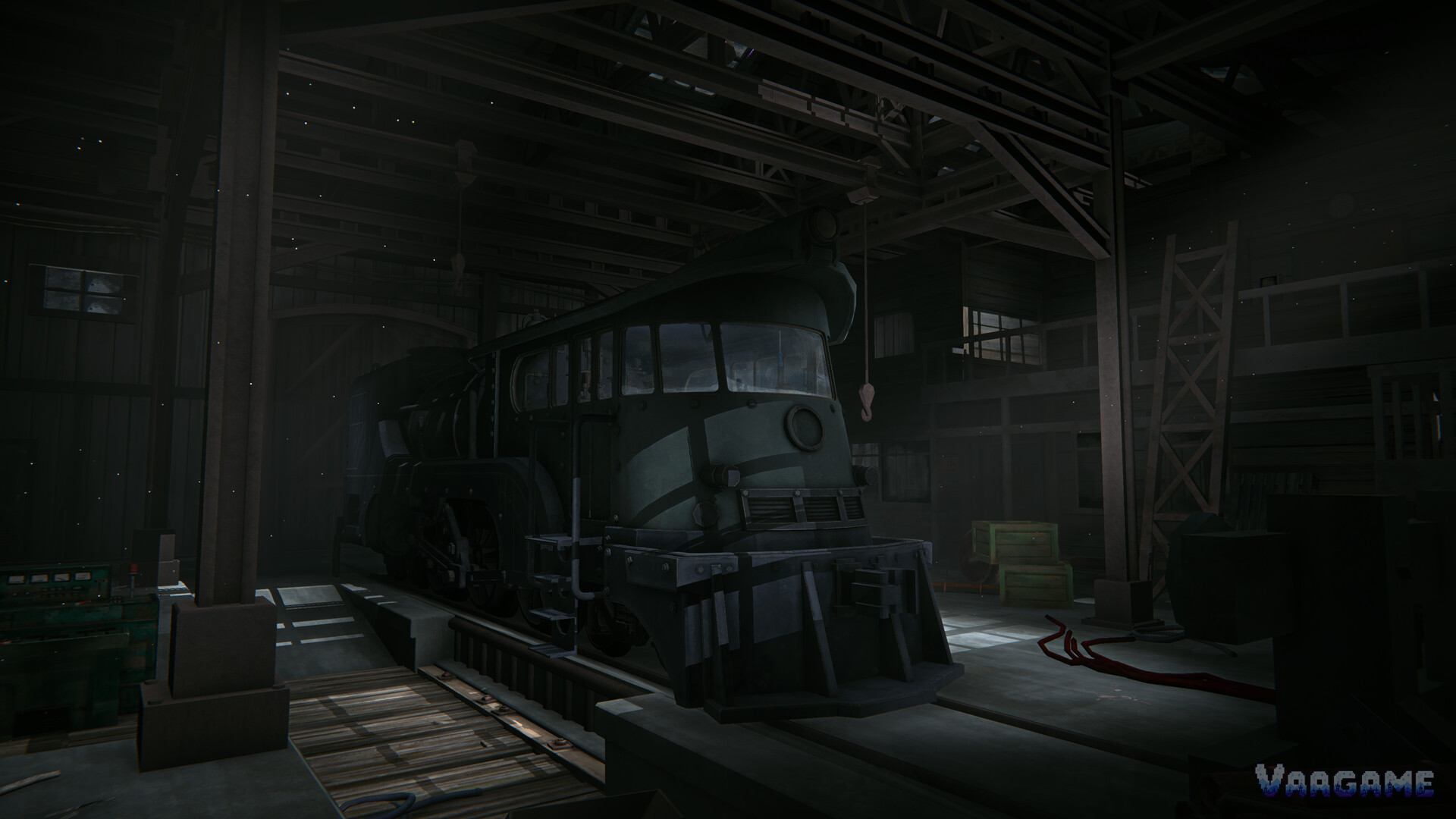Iron Road screenshot: the Prototype Train in a rail workshop