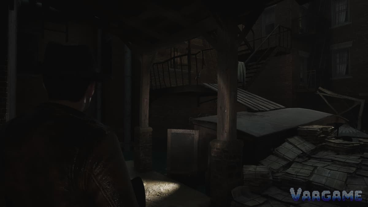 The ramp leads to the exterior stairway.
