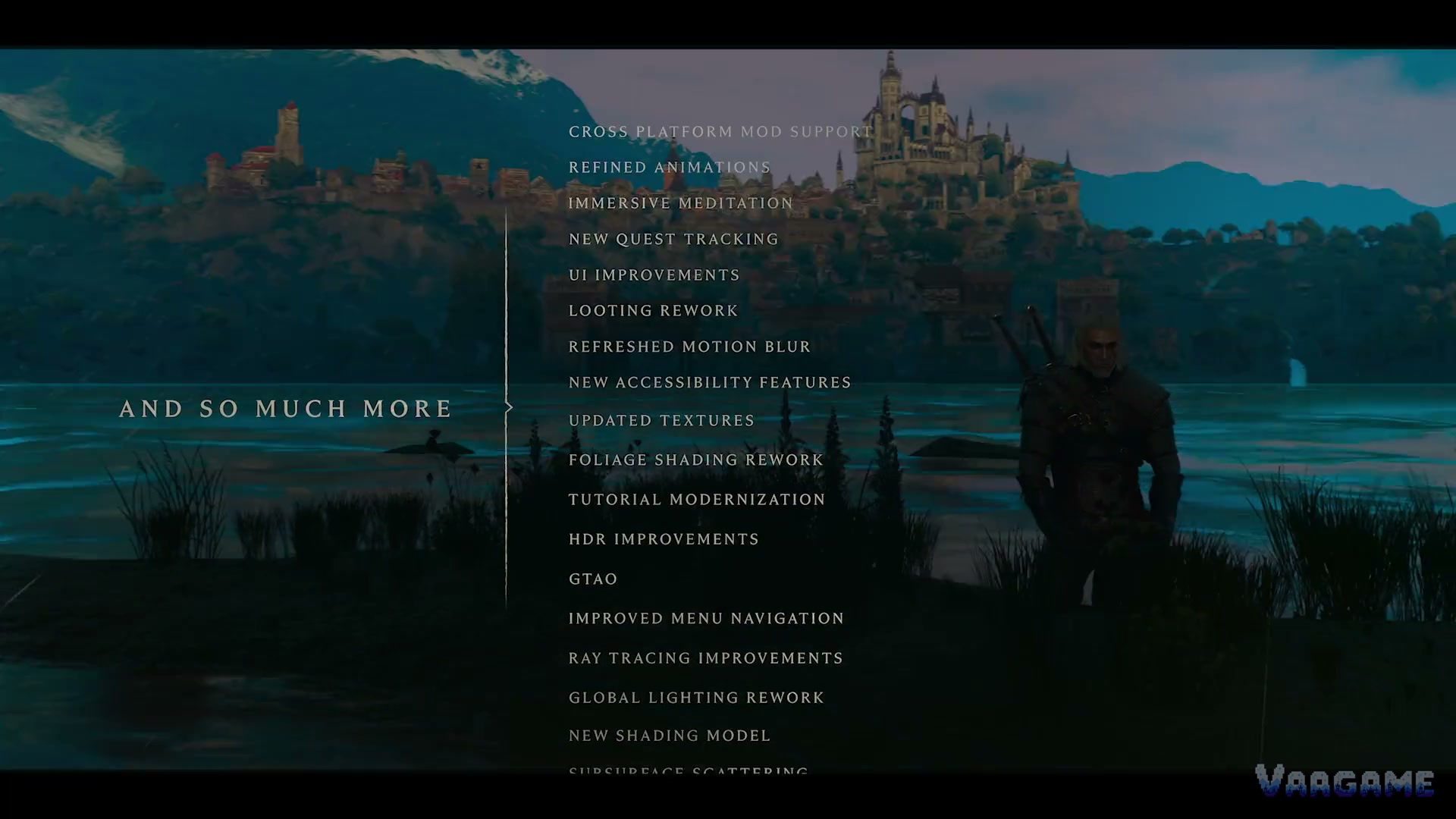The And So Much More card: the official feature list over a Beauclair backdrop