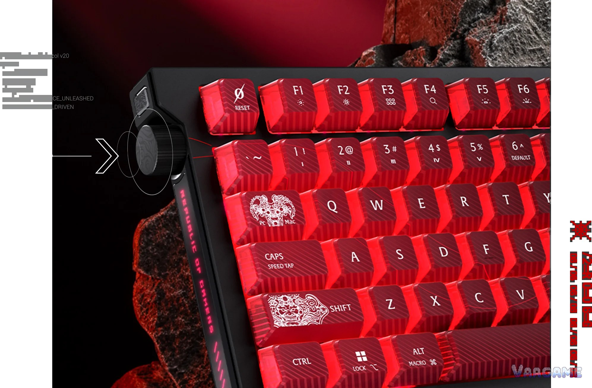 ROG Strix Morph 96 Phantom Blade Zero Edition keyboard angled view official product image