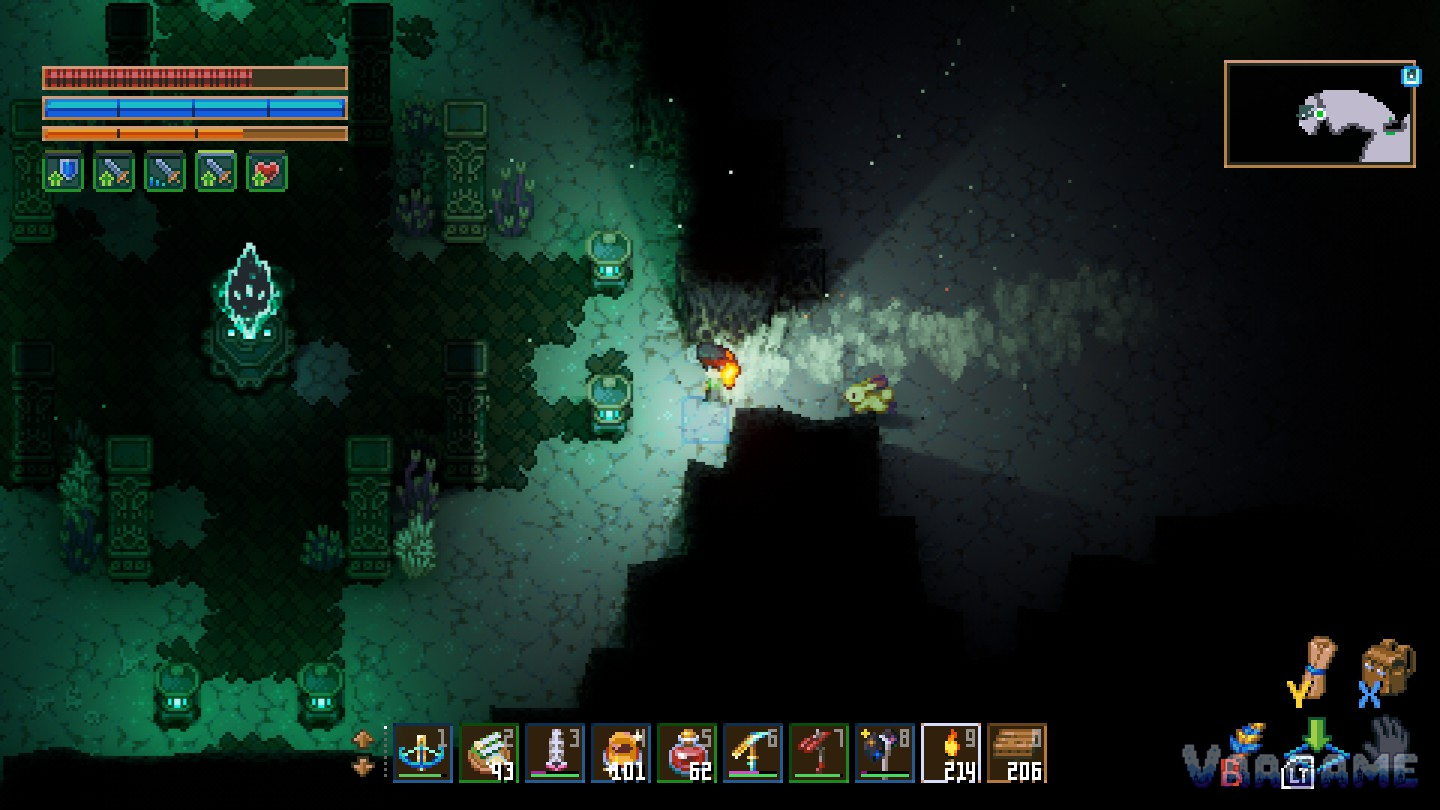 The edge of the Passage: an alien obelisk and a soul statue at the edge of the dark