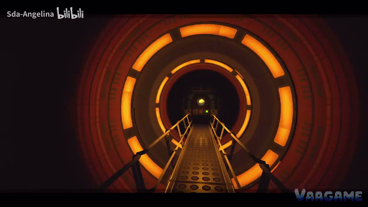 The ring tunnel of the final mission. Every run ends through the same eye of the needle — what differs is the verdict the game reads off your play style afterwards. Gameplay frame: Sda-Angelina (Bilibili)