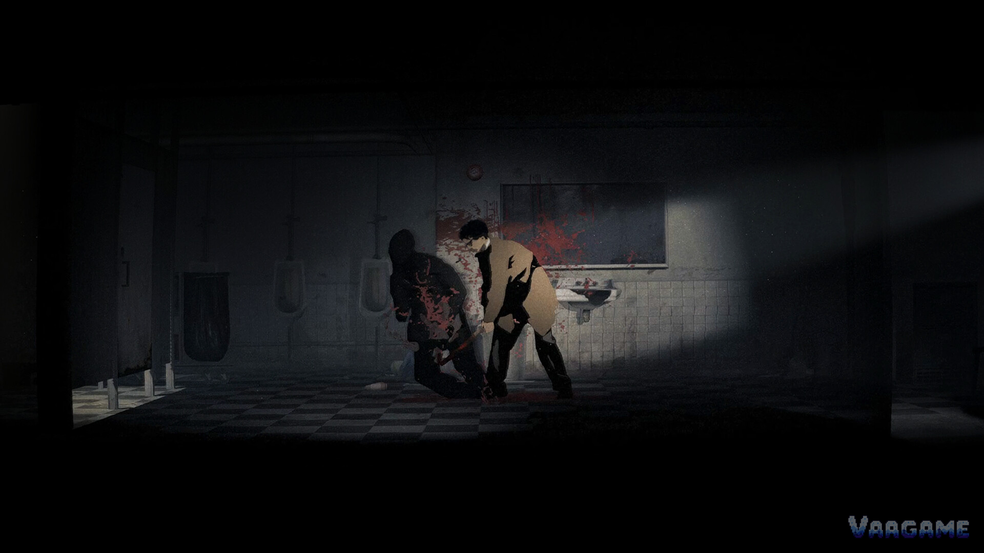 Melee combat in a restroom in Silver Pines