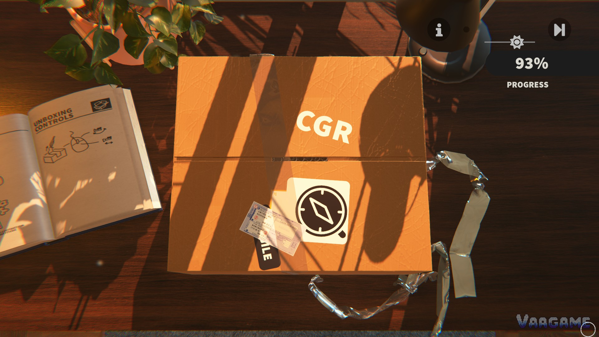 A sealed CGR parcel box waiting on the desk next to the instruction booklet