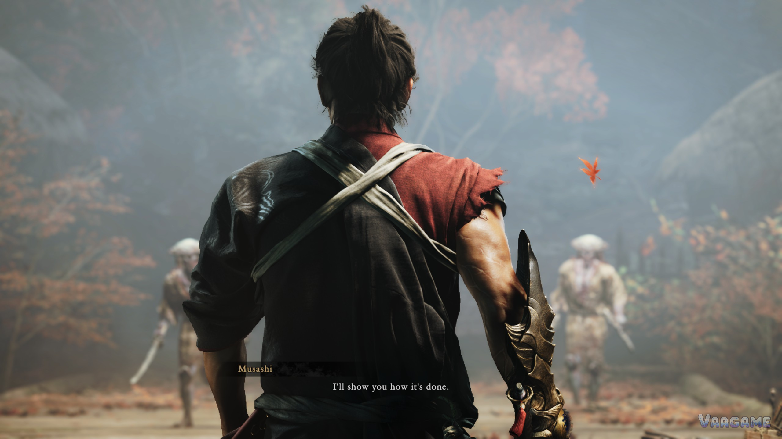 A samurai seen from behind