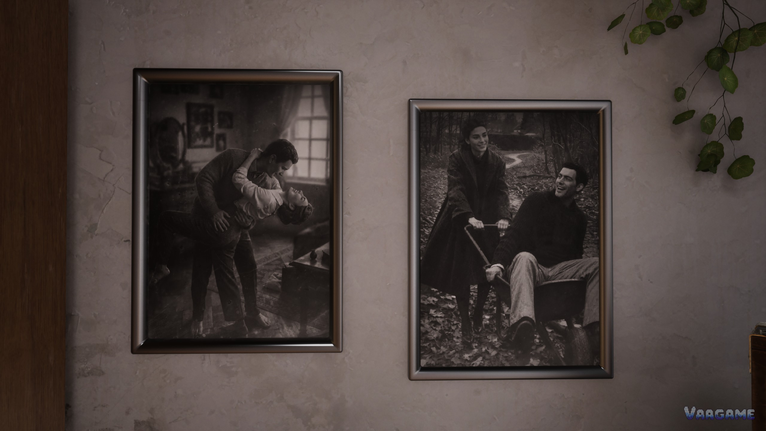 Two framed portraits on a wall