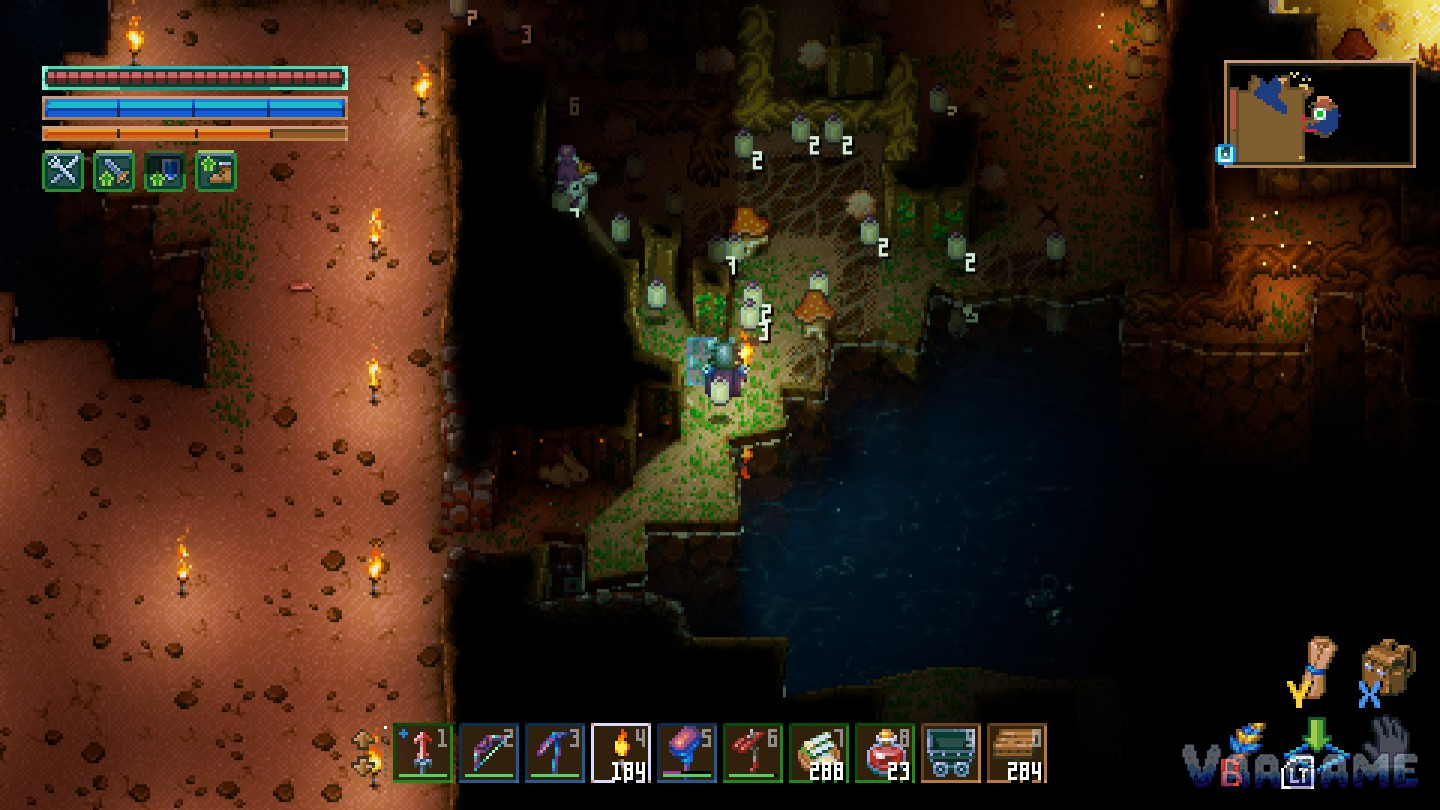 A first skirmish beside an underground lake, torchlight pushing back the dark