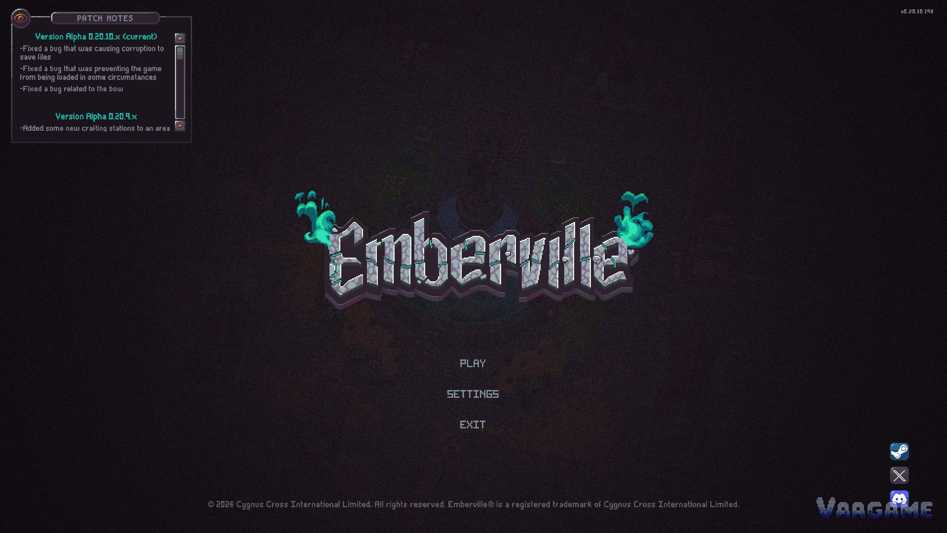 The main menu and patch notes: the demo build players used to test every input method