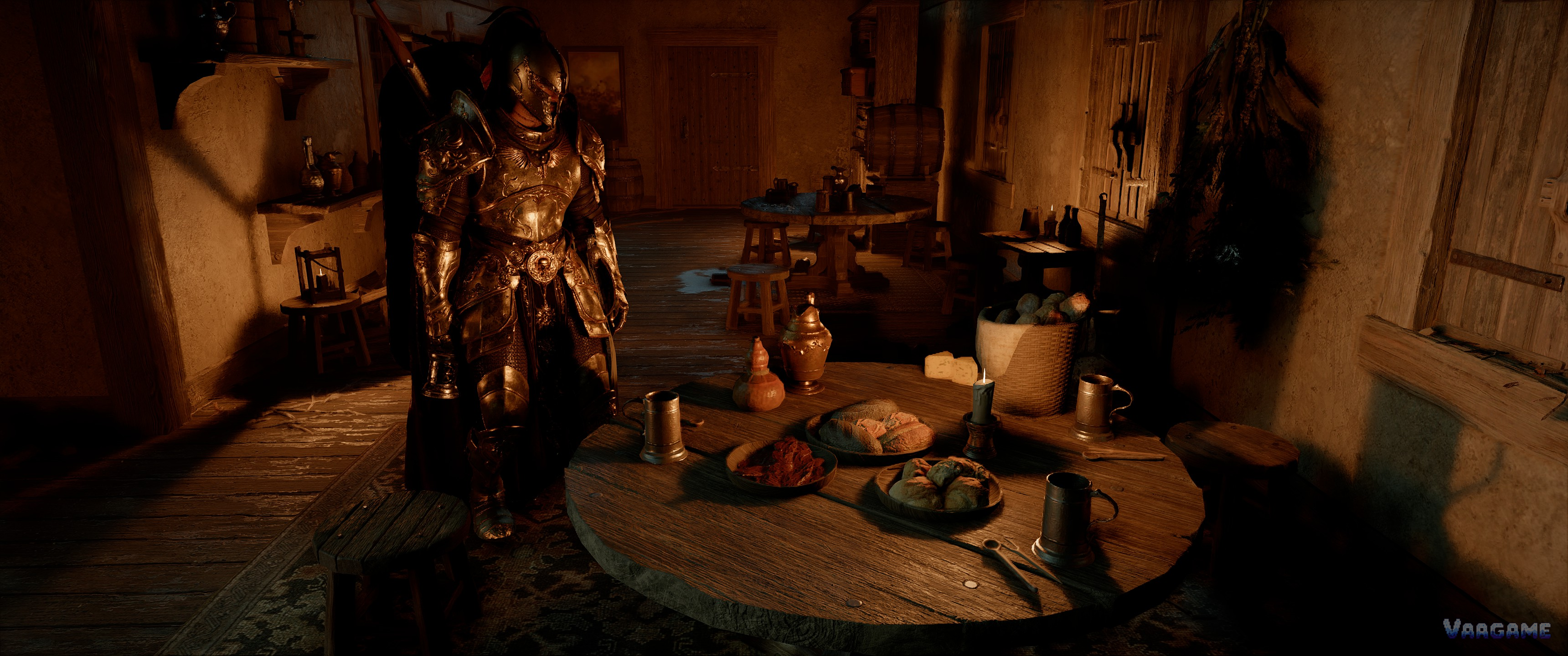 A tavern interior at night: interiors are a calmer place to test controls and camera behaviour.