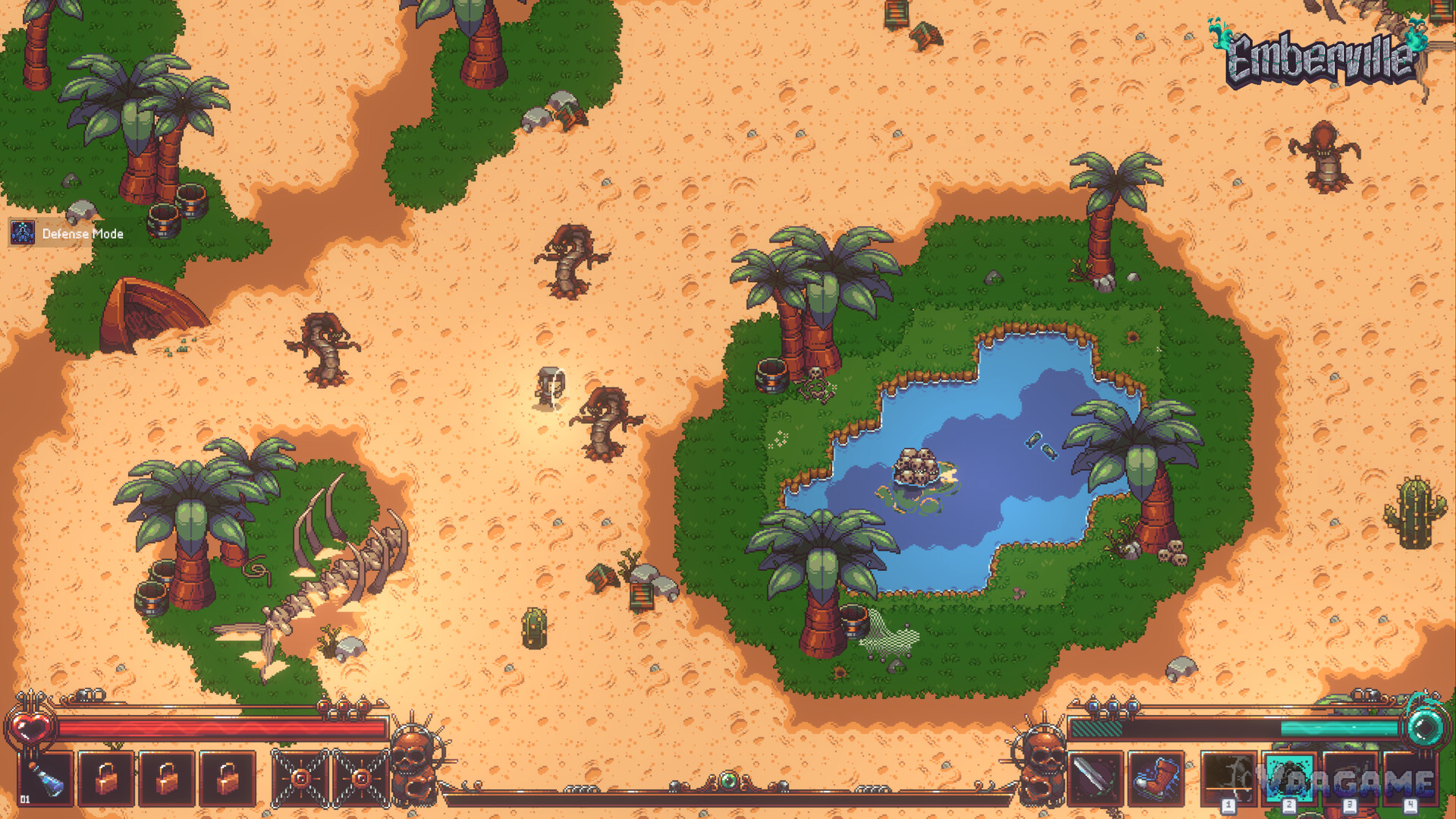 A desert oasis in a later biome: new regions restock every gathering route