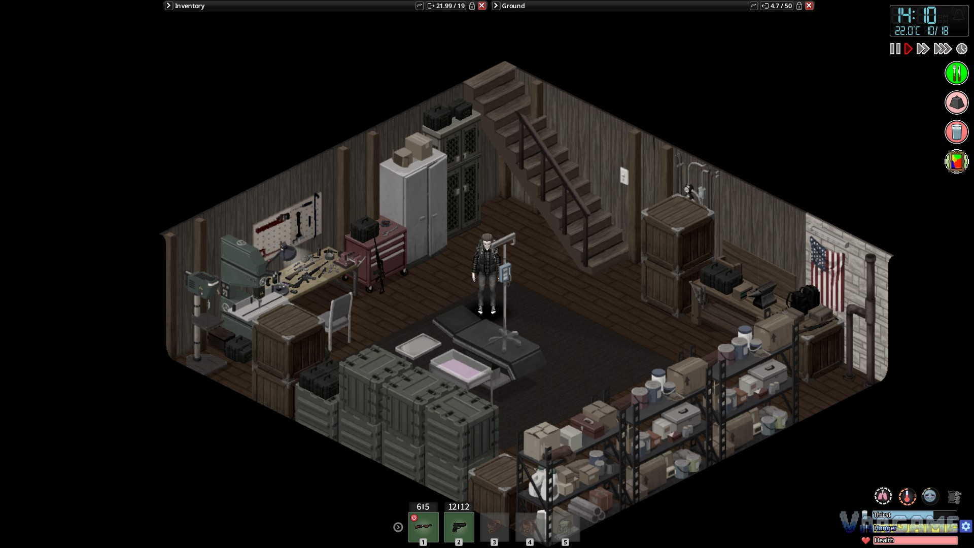 A storage basement stacked with supplies