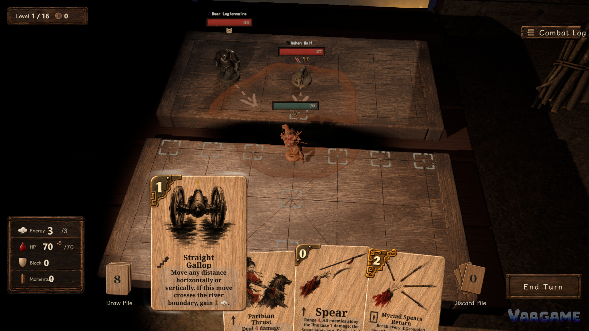 A card-driven board battle in Chess of the Hidden Gates