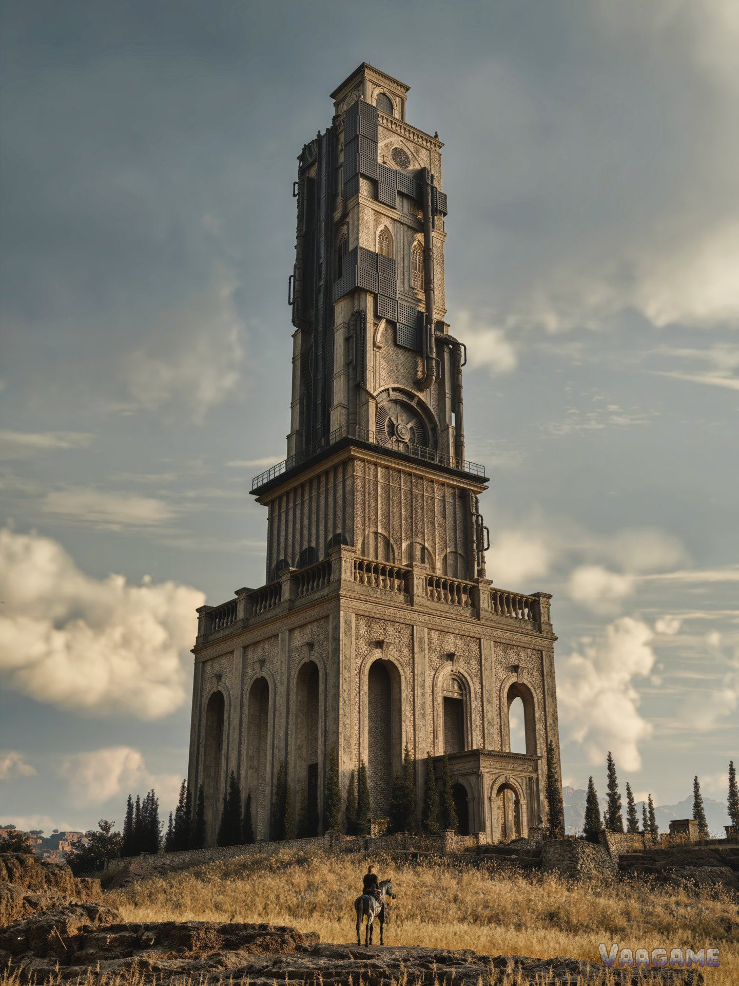A tall tower landmark: use landmarks like this to orient yourself before spending on extra content.