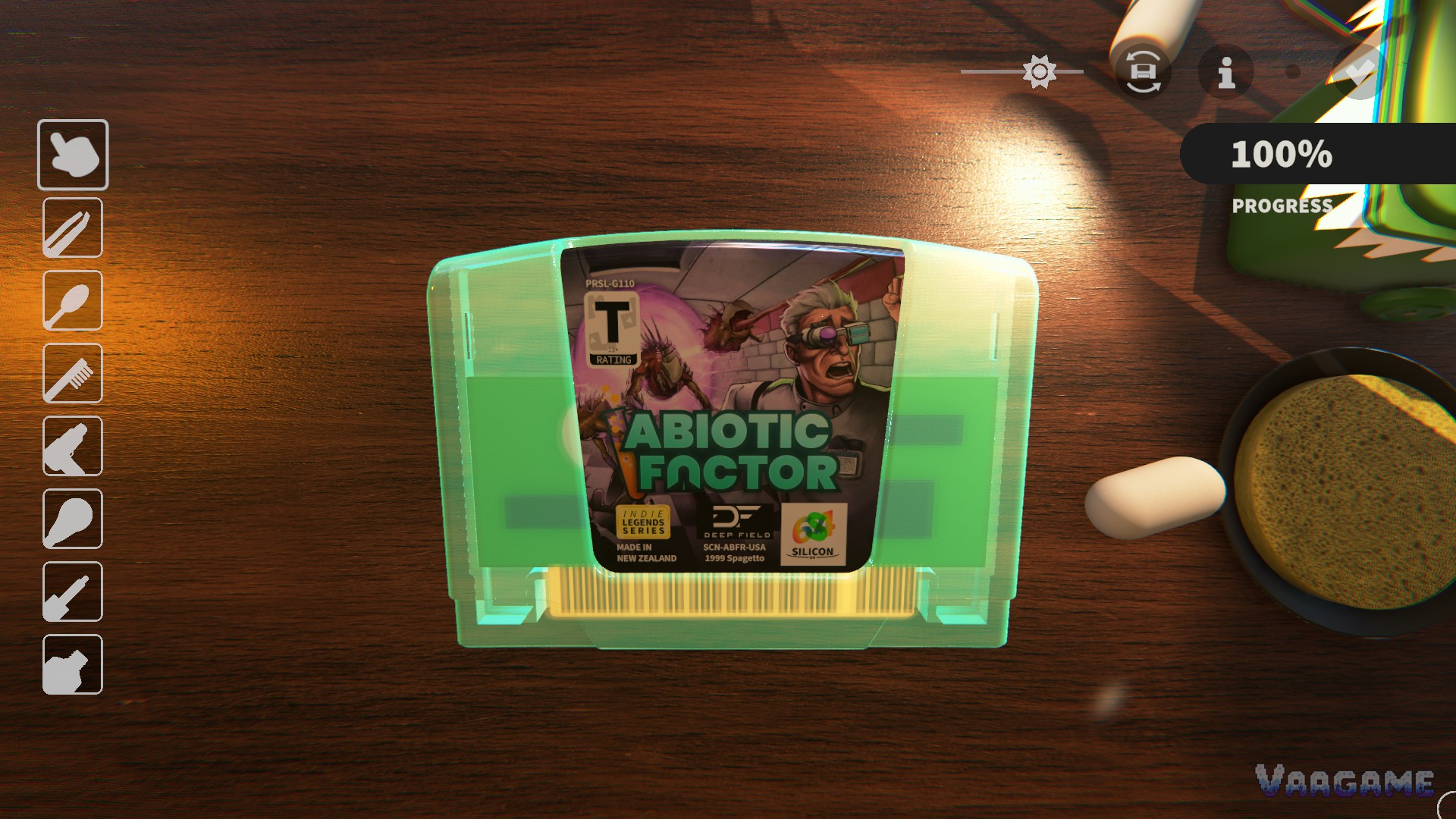 工作台上 100% 的 Abiotic Factor 卡带：一盘联动副本，修完待上架