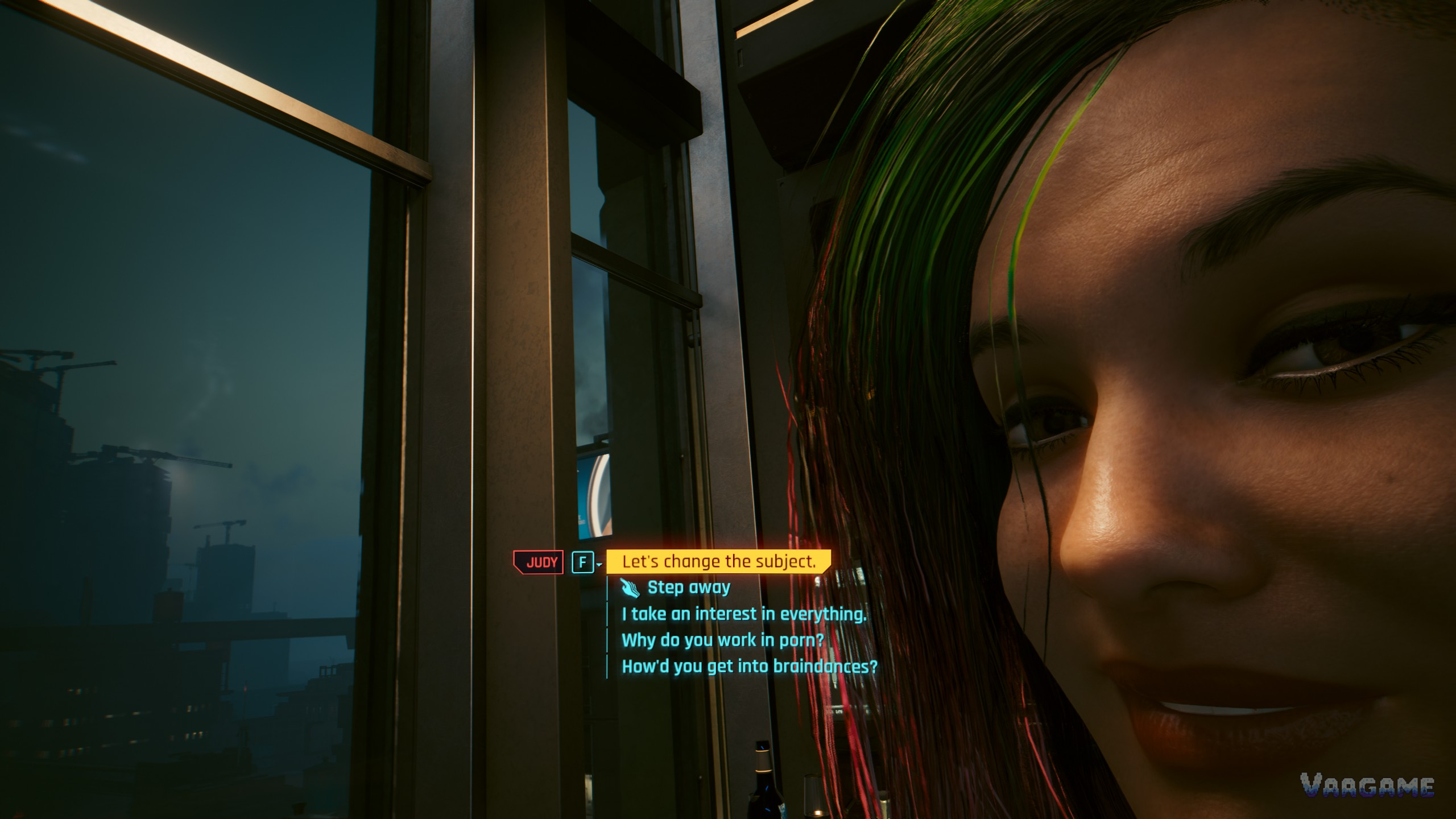 Judy dialogue choices on screen in Cyberpunk 2077