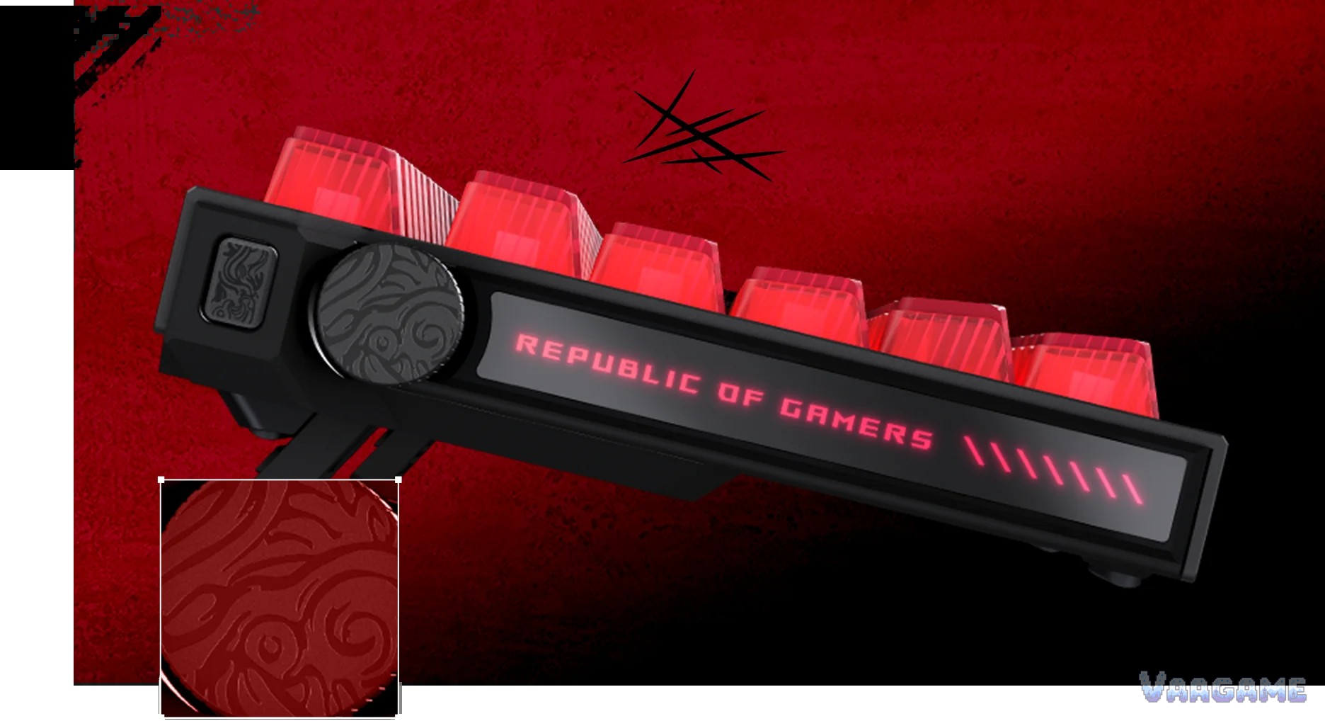 ROG Strix Morph 96 Phantom Blade Zero Edition keyboard keycap detail official product image