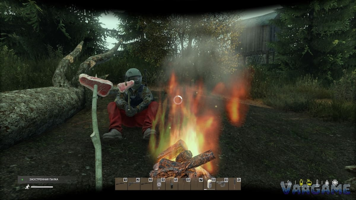 Sharpened-stick cooking is slow but equipment-light, which makes it ideal after an early chicken or fishing catch.